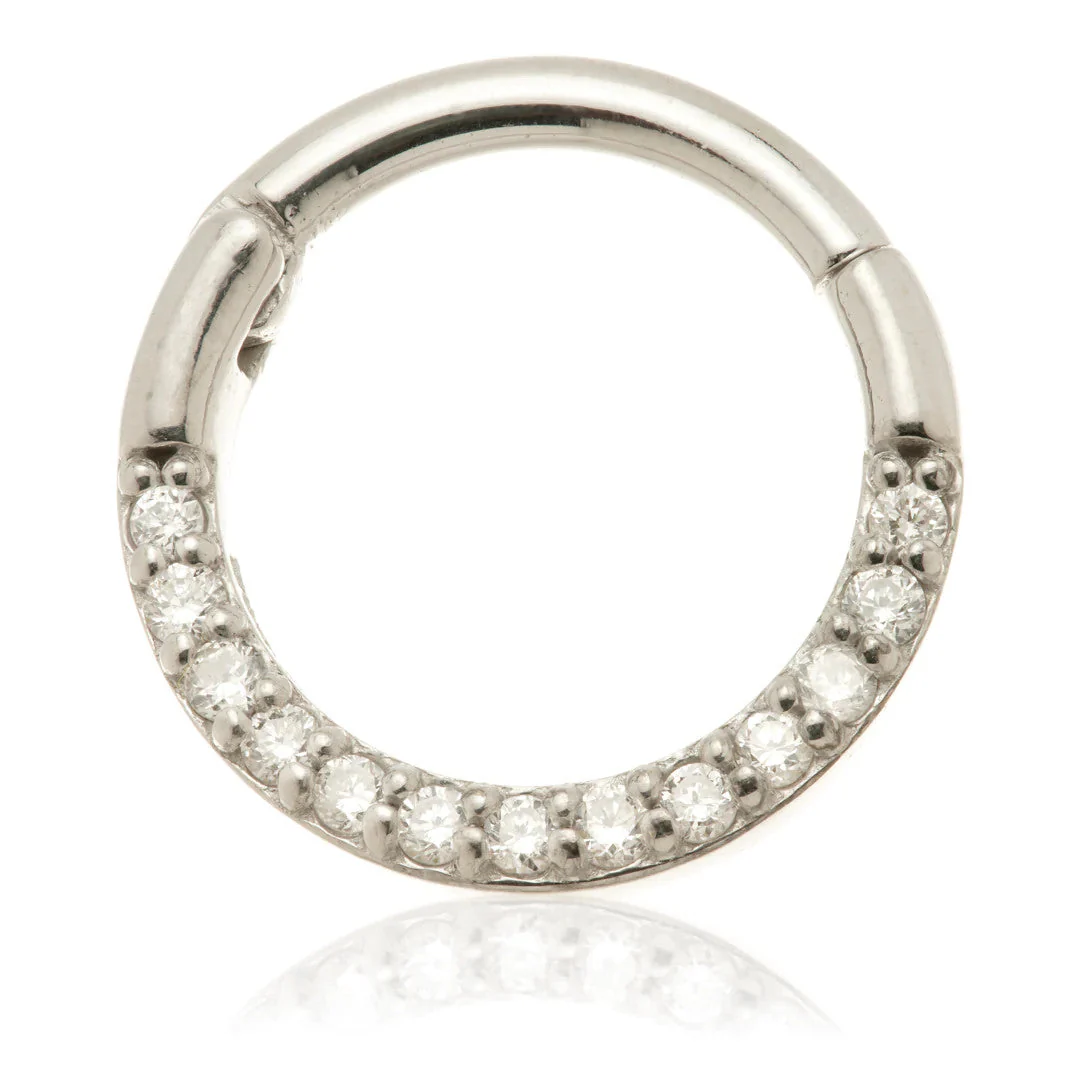 TL - 14ct Gold Flat Pavé Diamond Daith Septum Ring - Image 2