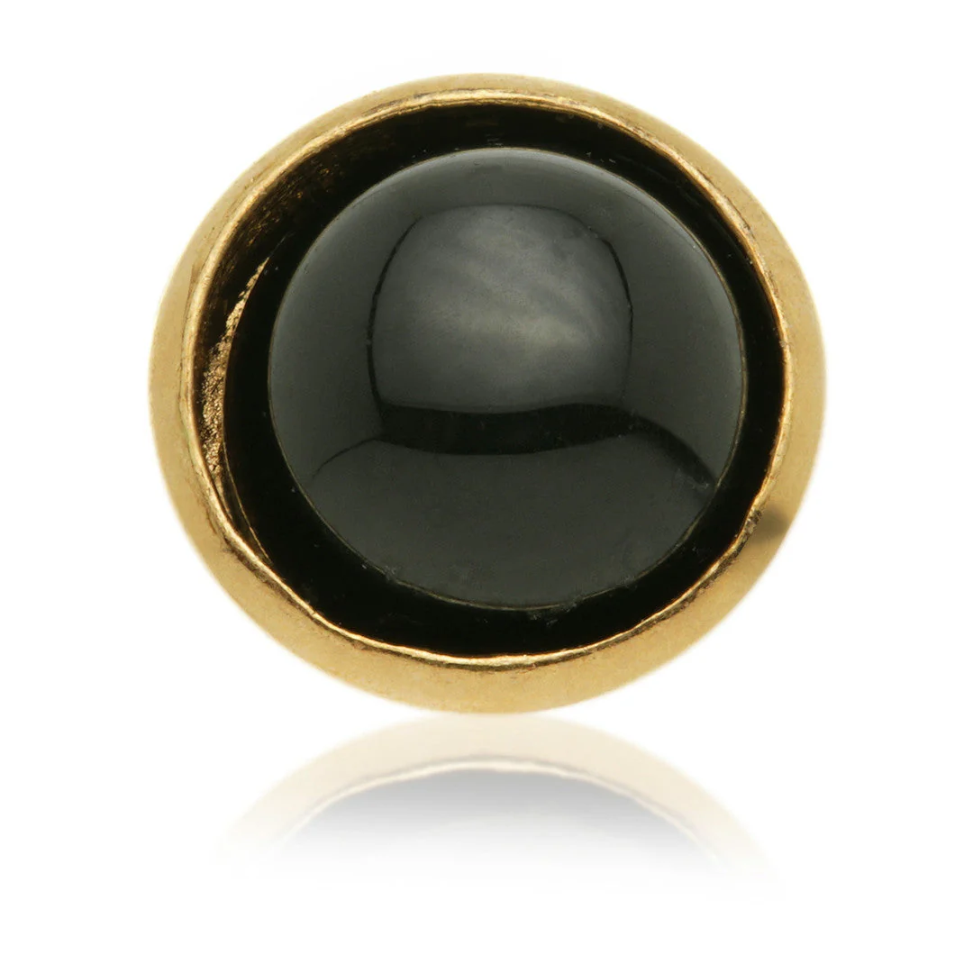 TL - 14ct Gold Internal Black Agate Cabochon Bezel Attachment - Image 6