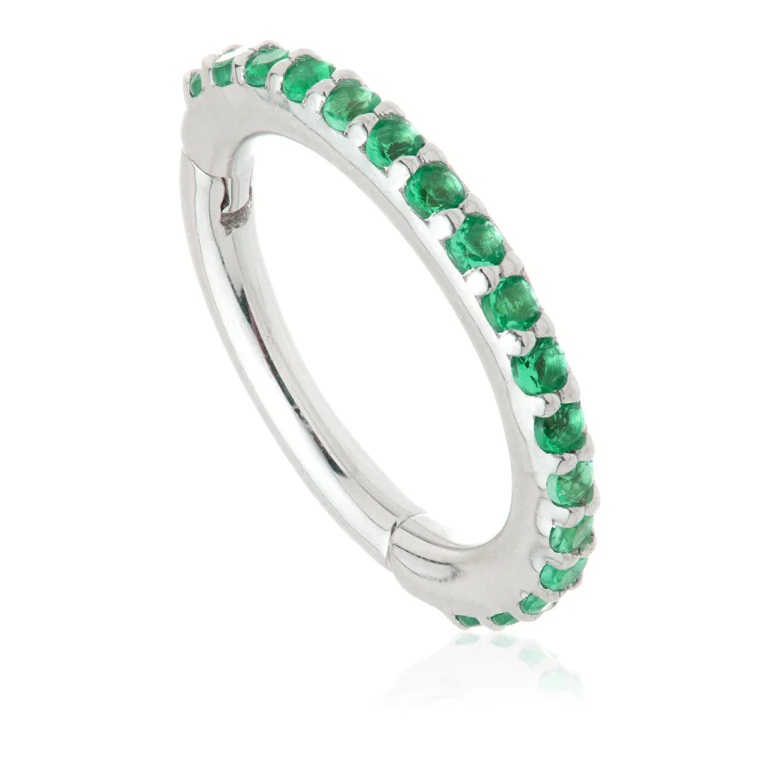 TL - 14ct Gold Pavé Emerald Eternity Hinge Ring - Image 2