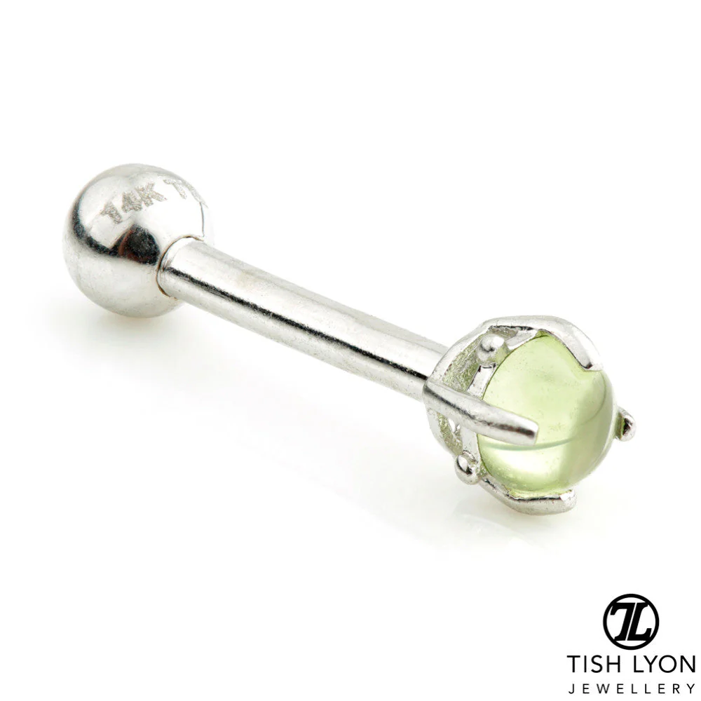 TL - 14ct Gold Peridot Prong Microbar - Image 2