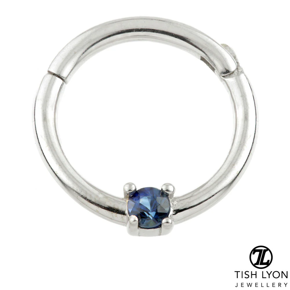 TL - 14ct Gold Sapphire Prong Set Hinge Ring