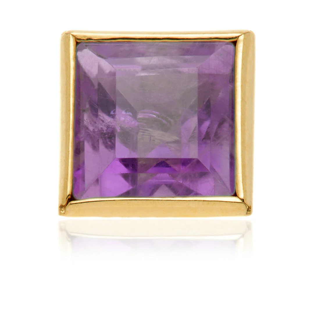 TL - 14ct Gold Threadless Amethyst Square Pin Attachment