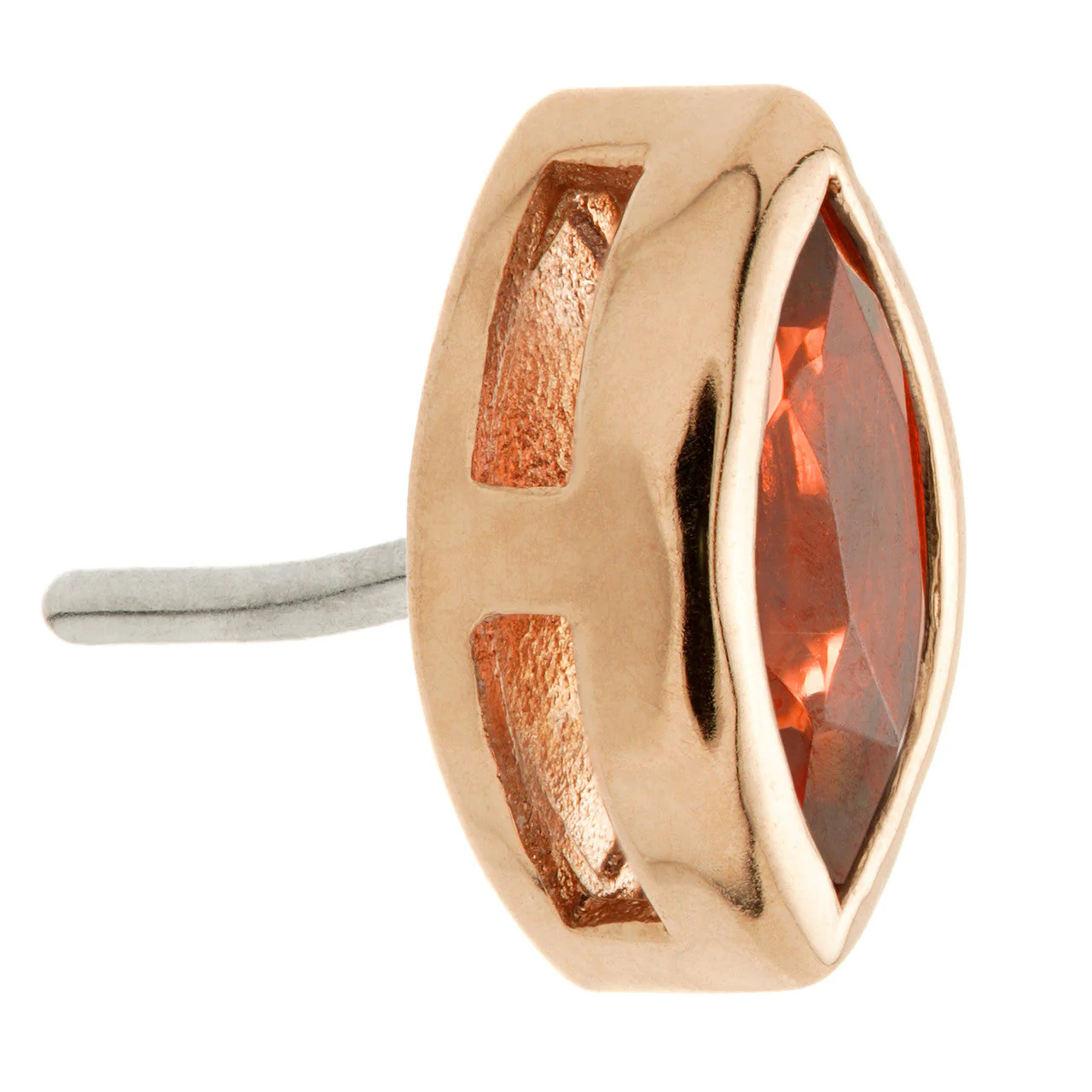 TL - 14ct Gold Threadless Garnet Marquise Pin Attachment - Image 5