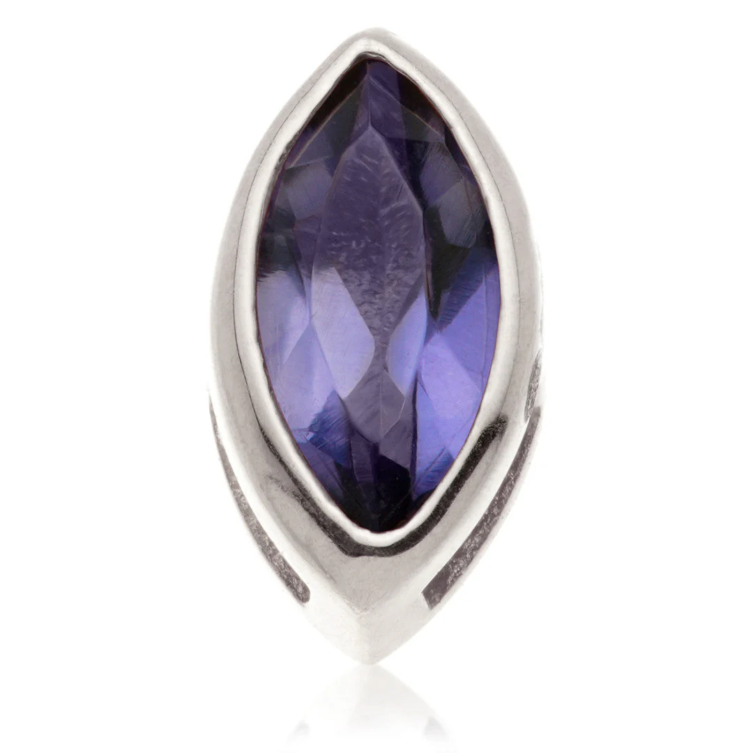 TL - 14ct Gold Threadless Iolite Marquise Pin Attachment