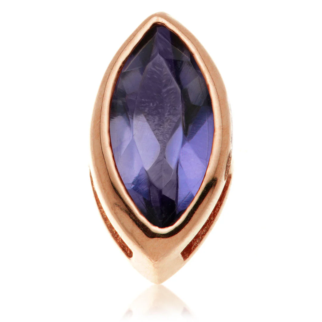 TL - 14ct Gold Threadless Iolite Marquise Pin Attachment - Image 2