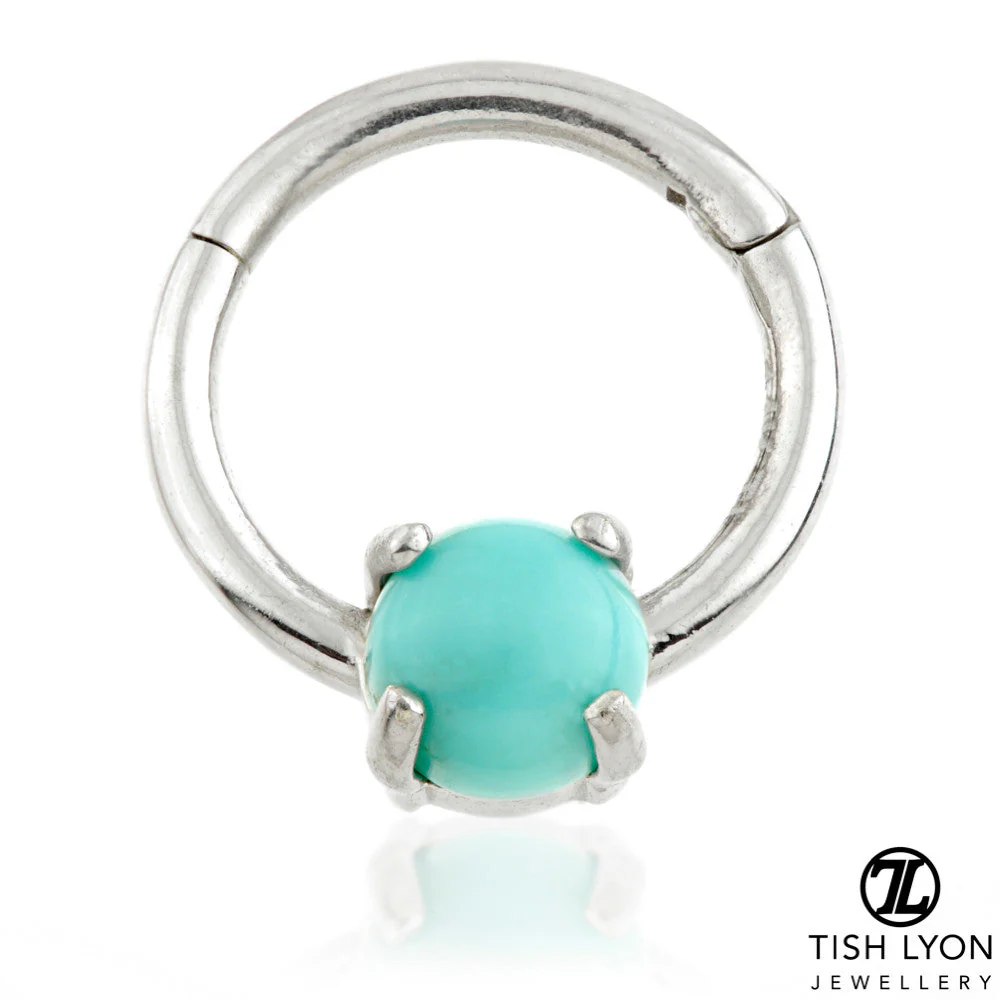TL - 14ct Gold Turquoise Prong Set Hinge Ring - Image 2