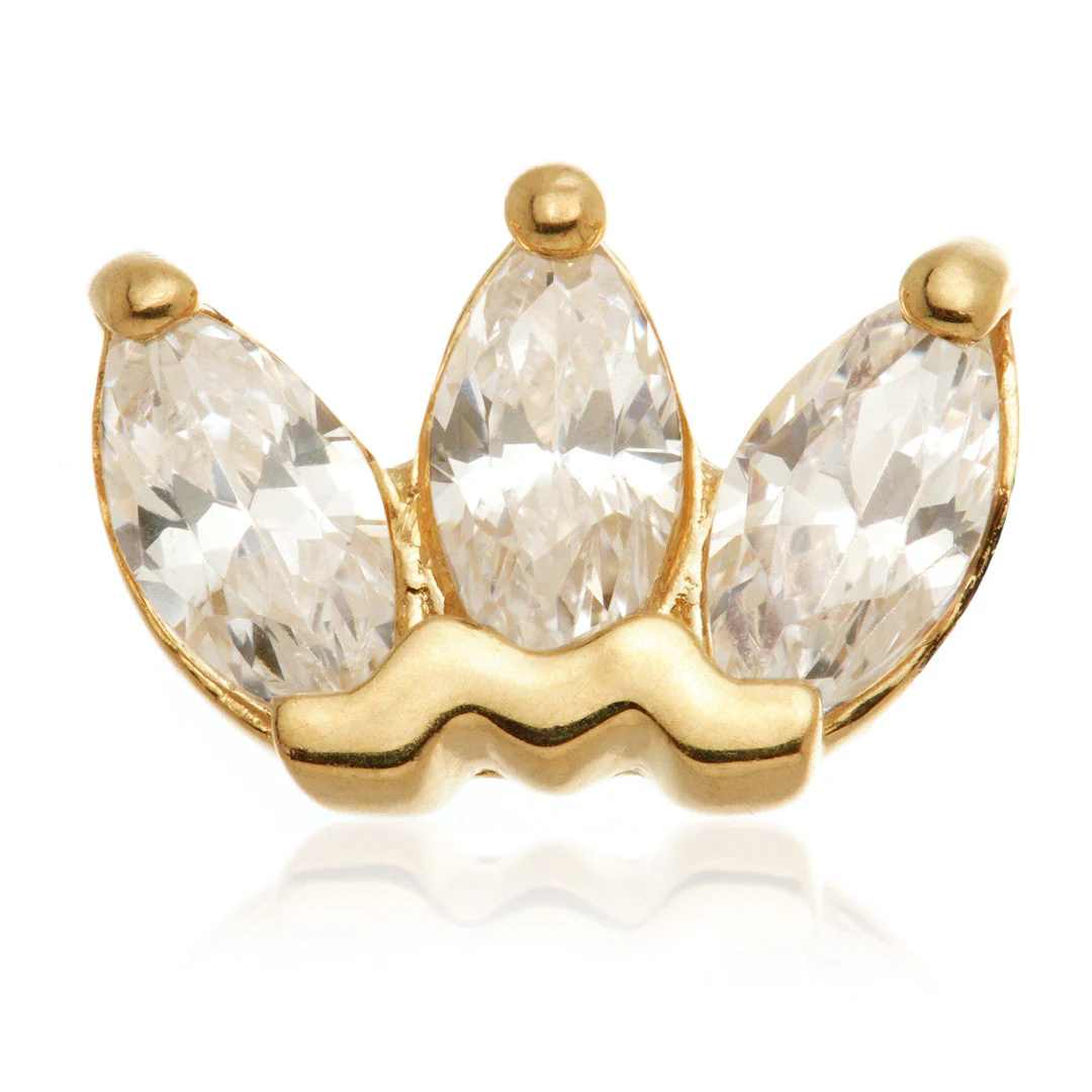 TL - 14ct Internal Gold Marquise Triple Gem Attachment
