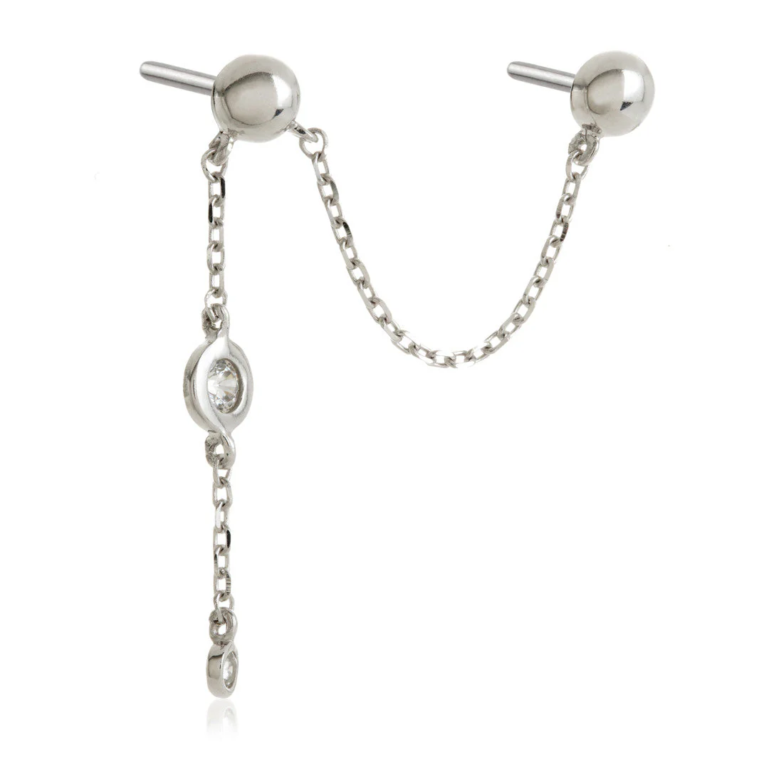 TL - 14ct Threadless Double Dome & Hanging Gems Pin Attachment