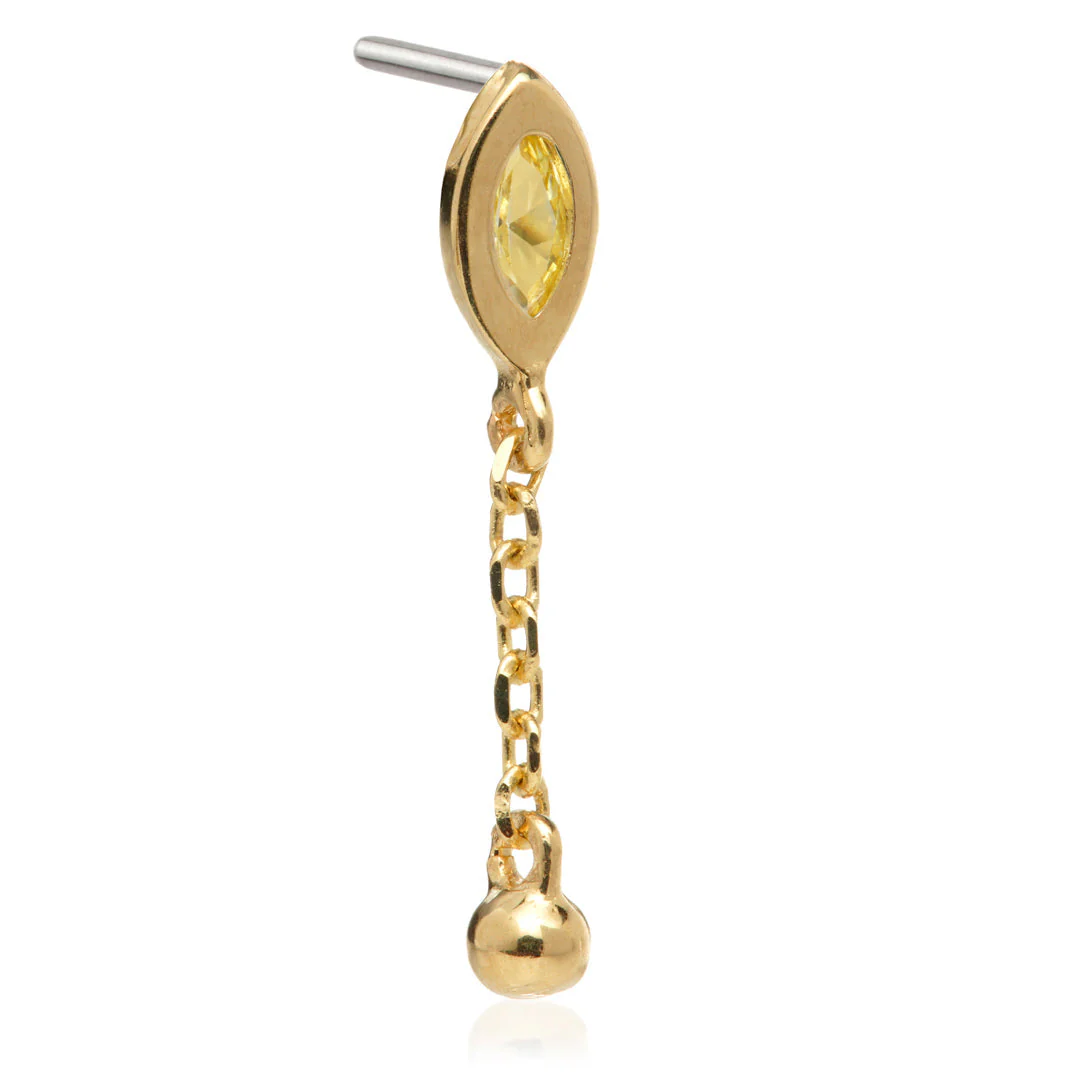 TL - 14ct Threadless Jewelled Marquise & Ball Attachment - Image 8