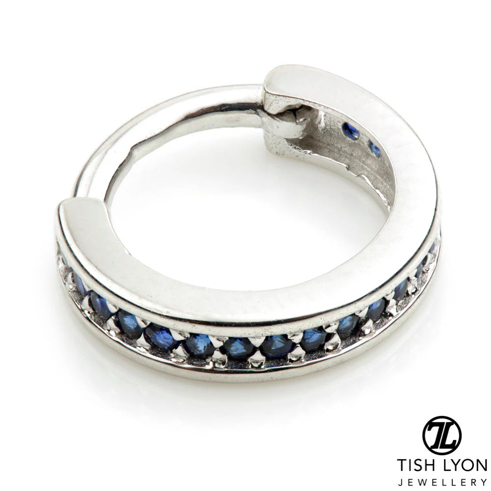 TL - 14ct White Gold Sapphire Channel Hinge Ring - 1.2x8mm - Image 2
