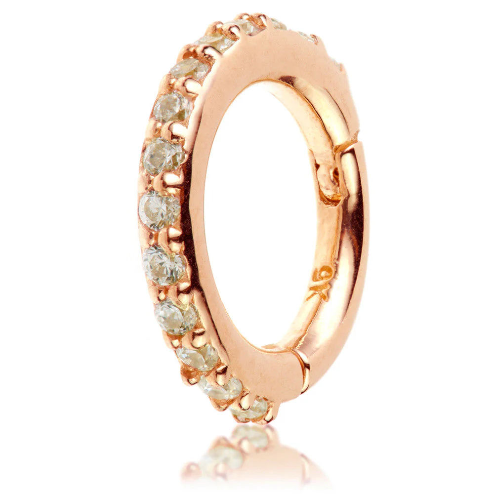 TL - 14K Gold Pave Gem Eternity Hinge Ring