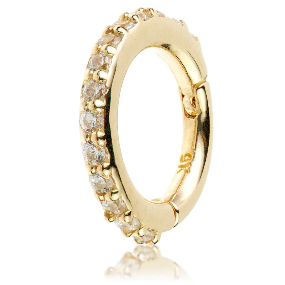 TL - 14K Gold Pave Gem Eternity Hinge Ring - Image 2