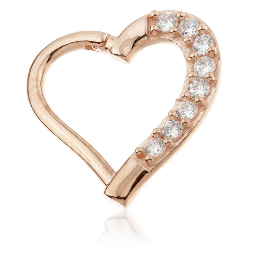 TL - 14K Gold Pave Gem Hinge Heart Ring