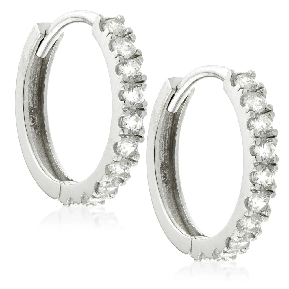 TL - 9ct Gold Pave CZ Huggie Hoops (Pair)