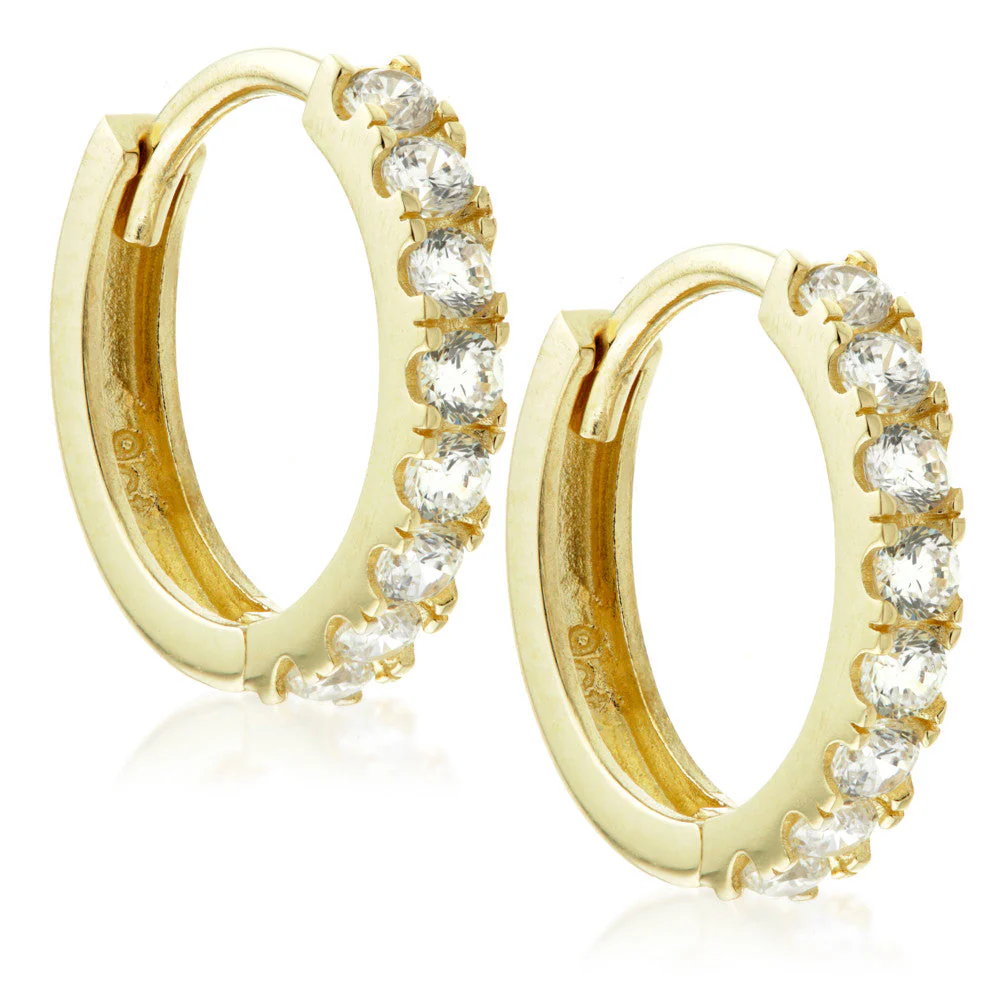 TL - 9ct Gold Pave CZ Huggie Hoops (Pair) - Image 2
