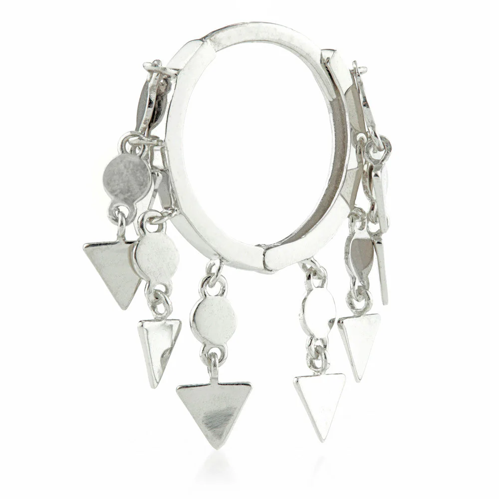 TL - Silver Hanging Triangle Chains Hinge Ring