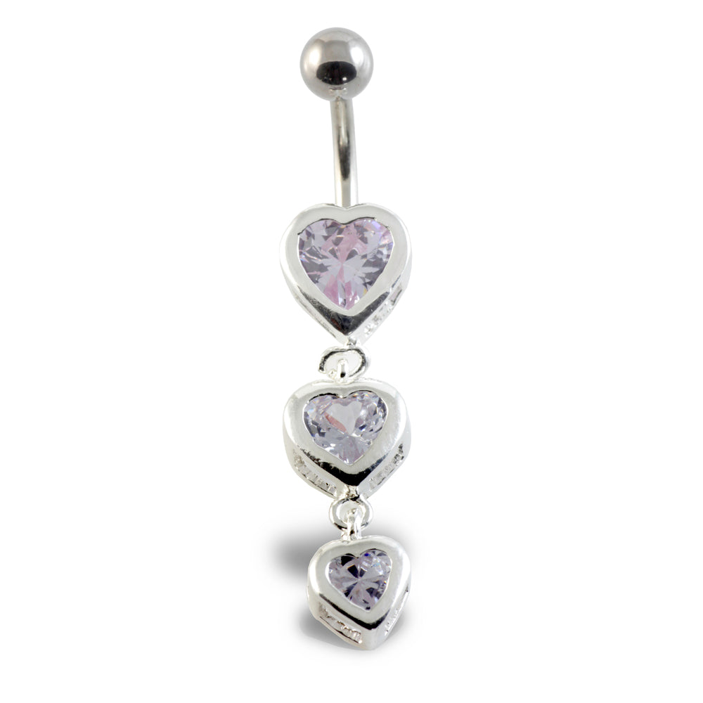 Triple Heart Silver & Steel Navel - Image 2