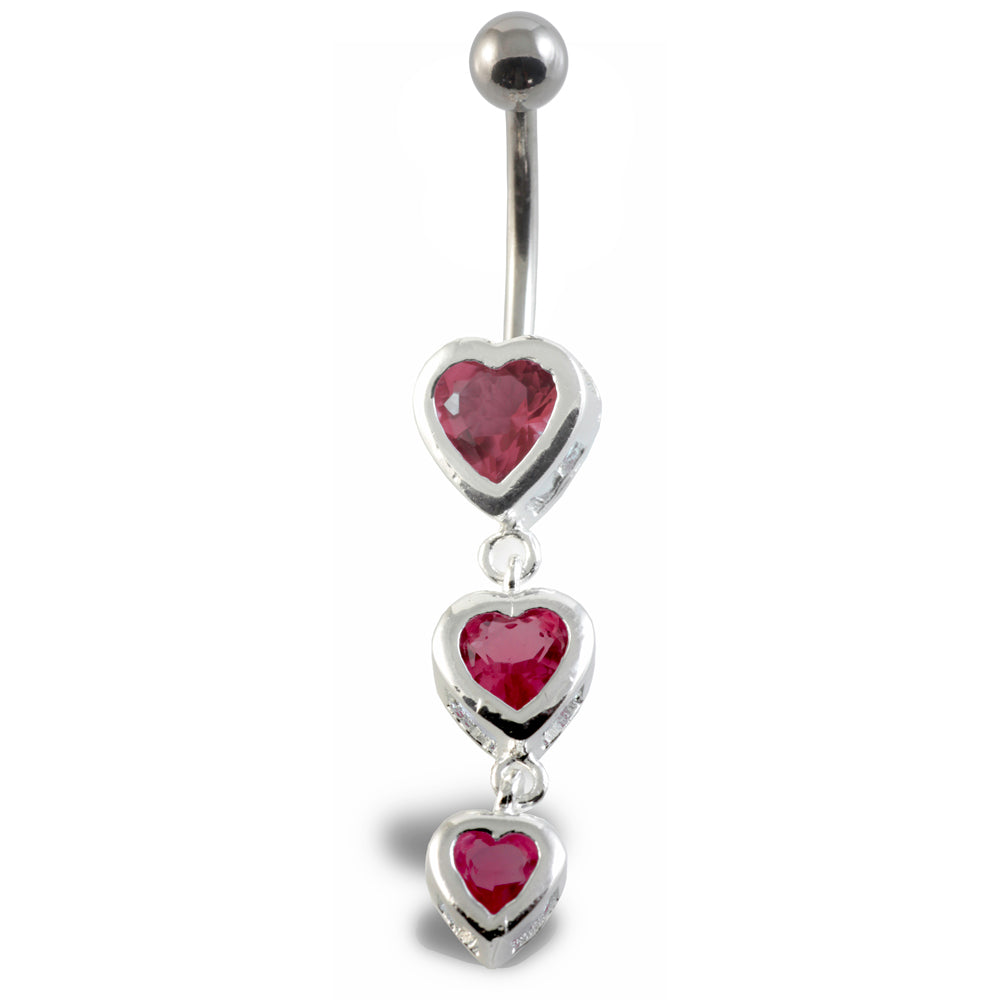 Triple Heart Silver & Steel Navel - Image 3