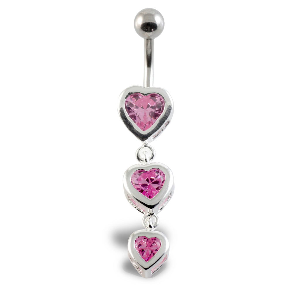 Triple Heart Silver & Steel Navel - Image 4
