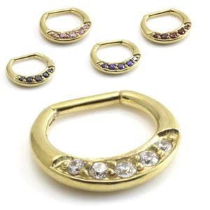 Zircon Gold Steel Jewelled Septum Ring - ZKJSEP1