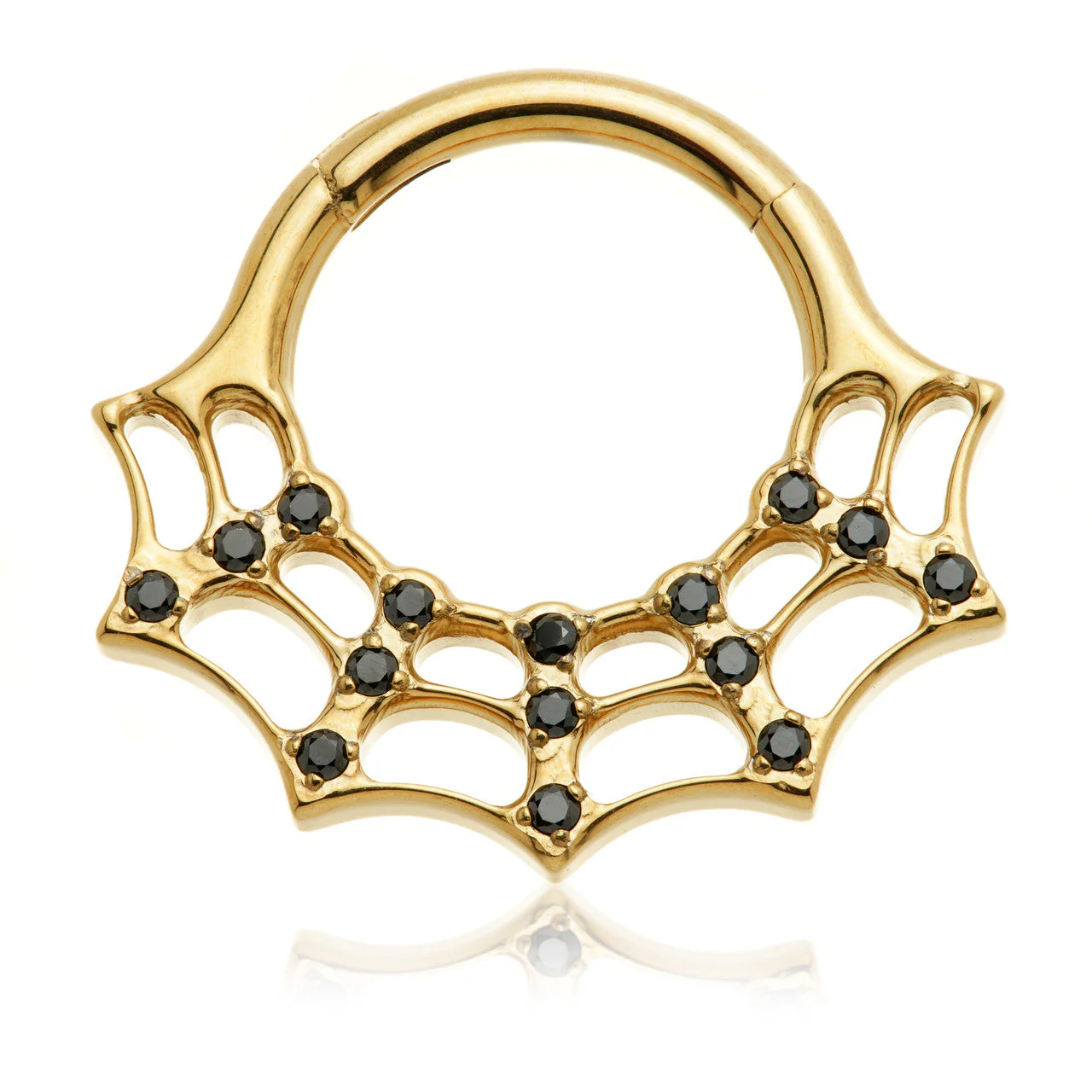 Zircon Gold Ti Couture Jewelled Cobweb Hinge Ring