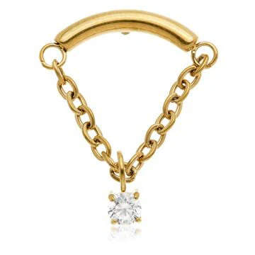 Zircon Gold Ti Internal Attachment With Prong Hanging Chain