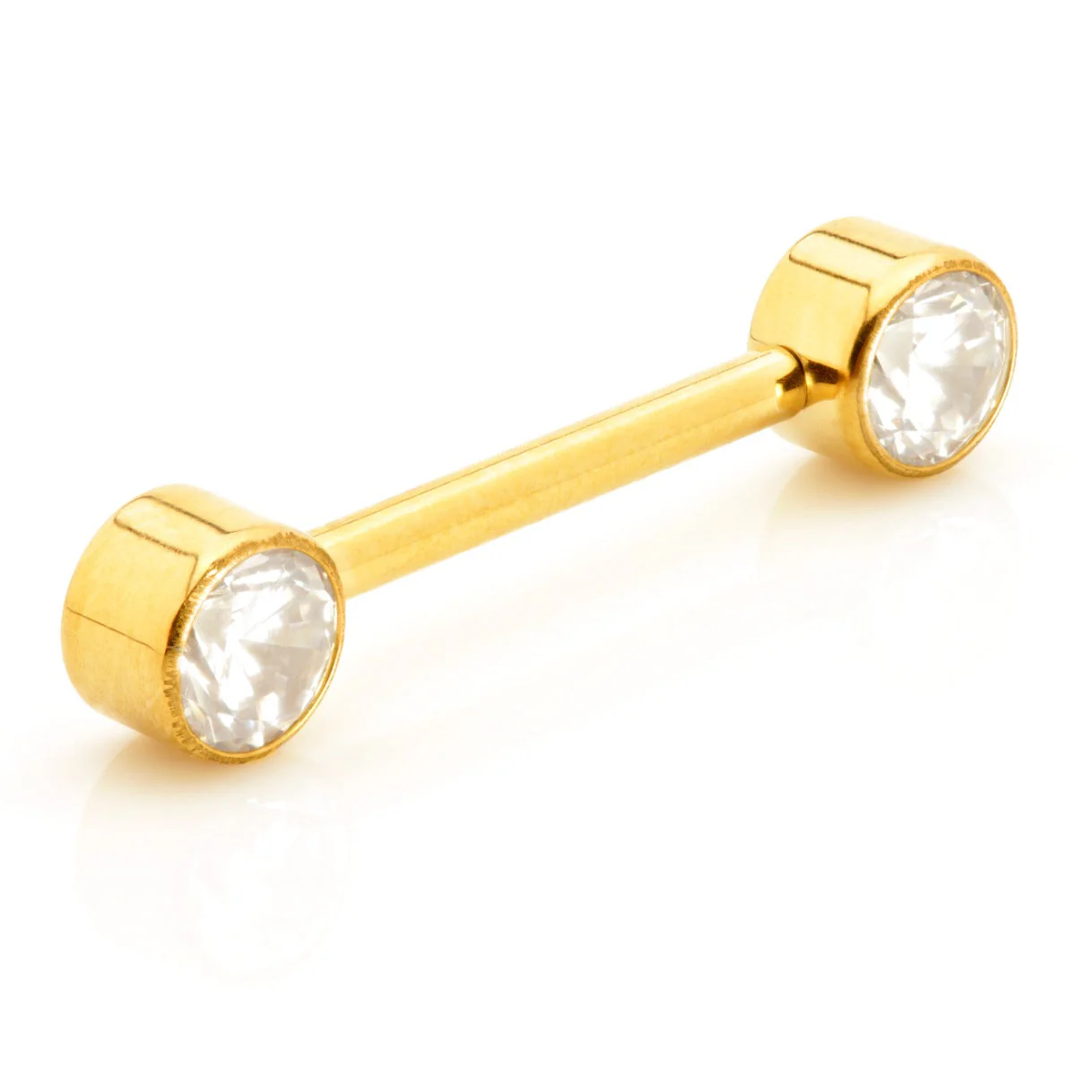 Zircon Gold Ti Internal Forward Facing Double Jewelled Disk Barbell - Image 2
