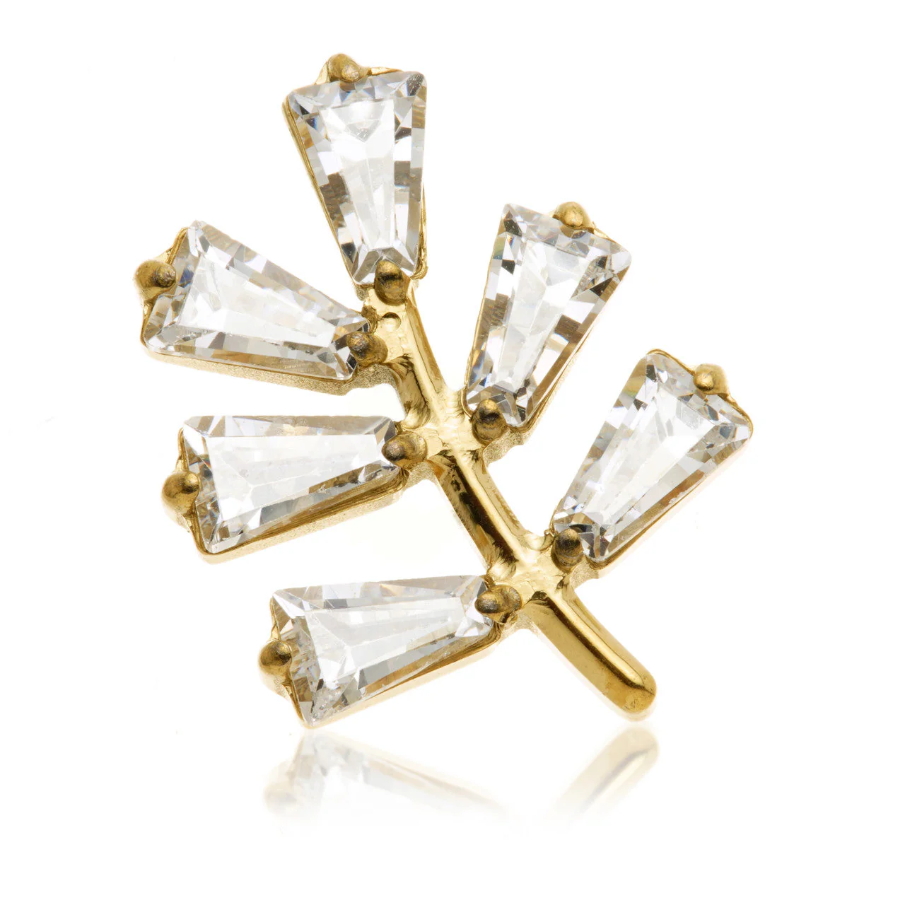 Zircon Gold Ti Threadless Jewelled Leaf Attachment