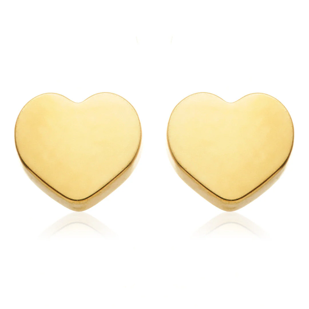 Zircon Gold Titanium Heart Stud Earrings (Pair)