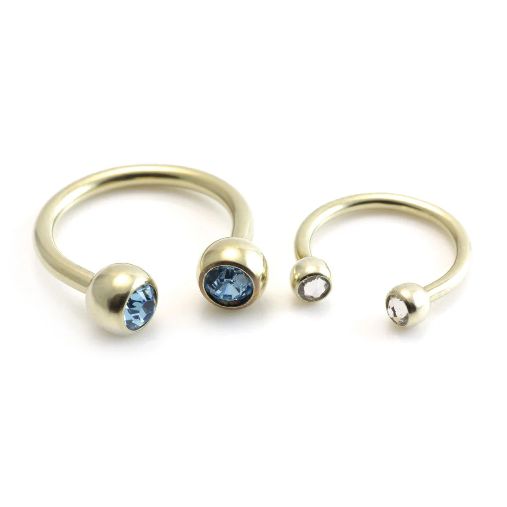 Zircon PVD Gold Ti Micro Gem Circular Barbell